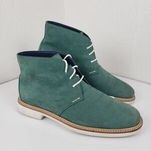 Cole Haan Mens Teal Green Suede Leather Chukka Desert Boots White Sole C11231